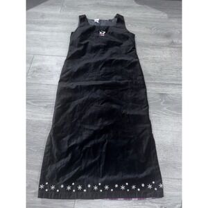 Disney Store Womens Dress Mickey Minnie Mouse Black Midi Dress Velour Size Large